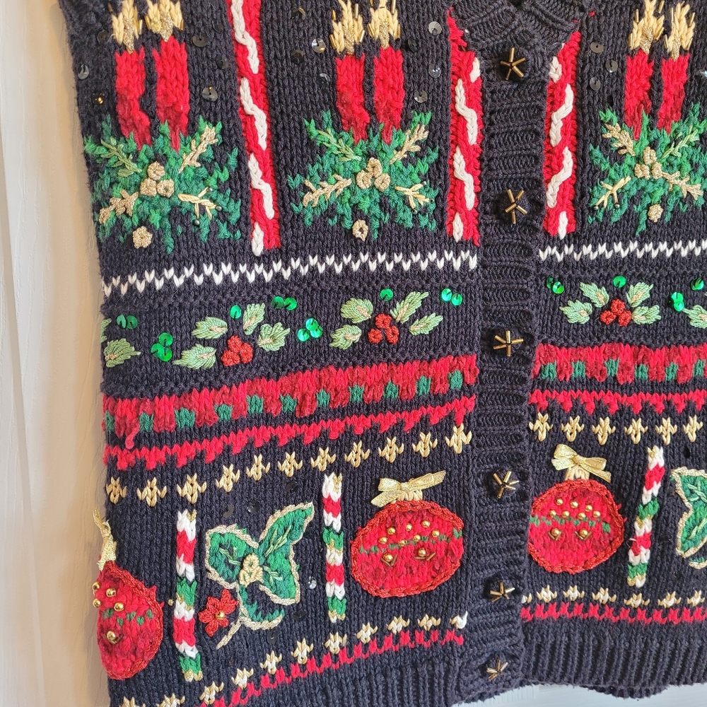 Vintage Grandpa Ugly Christmas Sweater Vest Med - Picture 2 of 7
